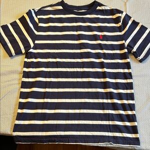 Polo - Ralph Lauren Navy and White Striped Tee